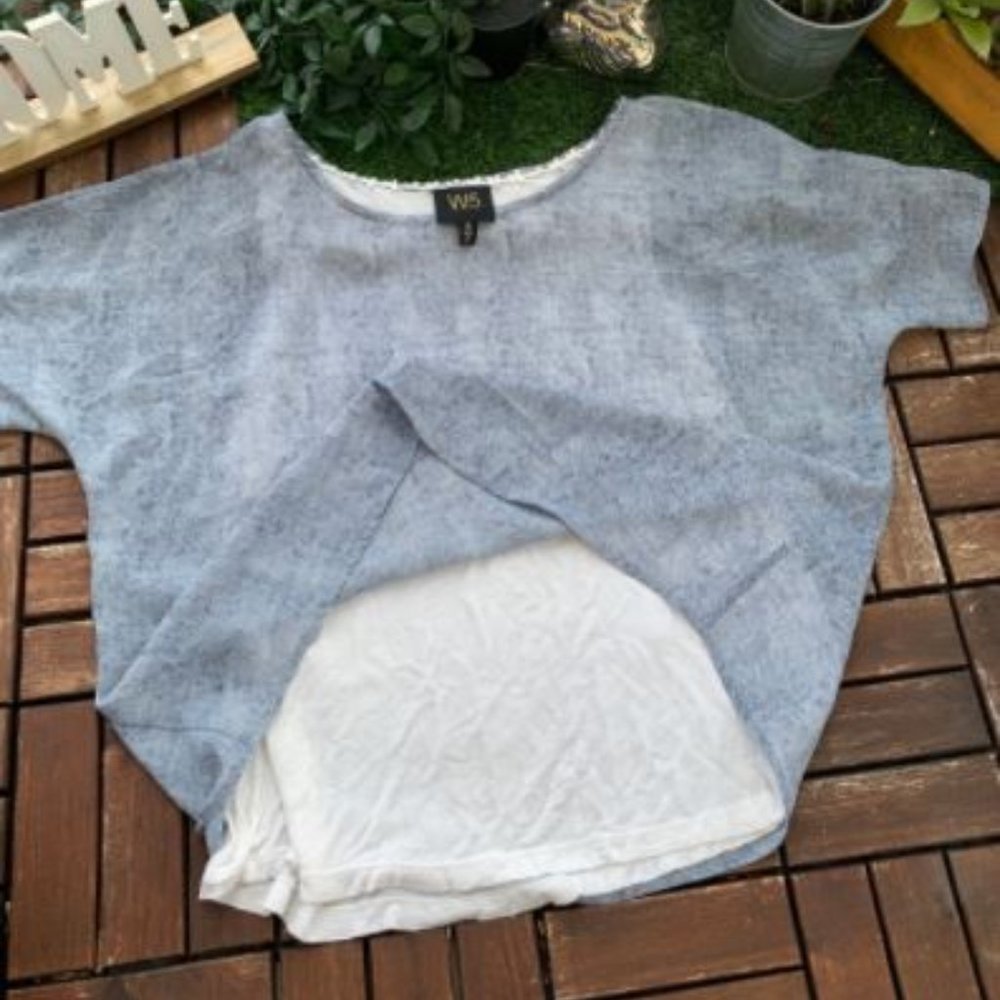 Anthropologie W5 Blouse Short Sleeve Blue Soft S